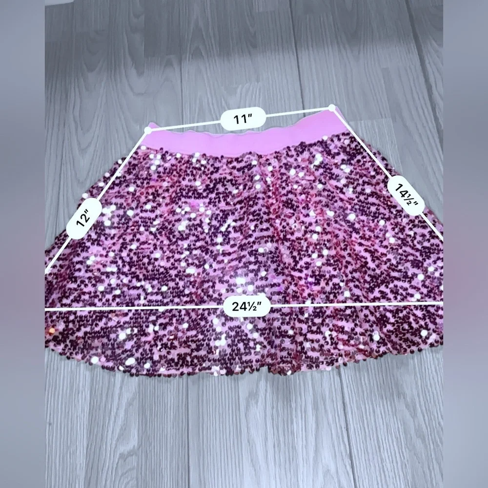 JUSTICE Girls Pink Sequin Sparkly Skort